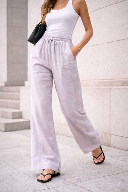 Linen Palazzo Trousers (Tok Texture) Tr0935