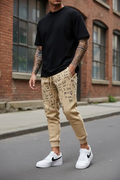 Pantaloni de trening pentru barbati vatuiti, din bumbac, 172