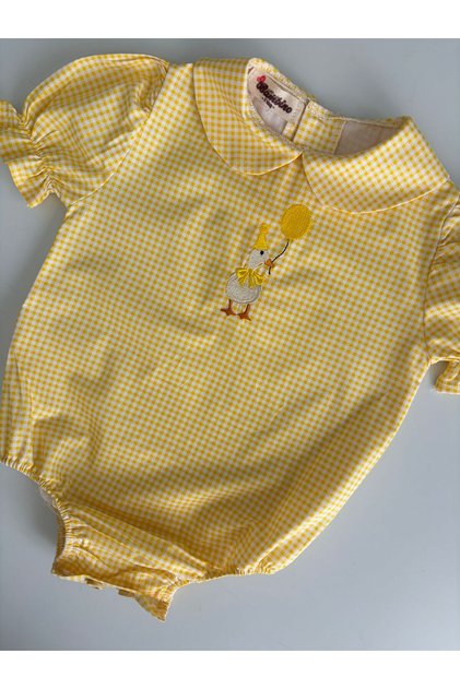 Handmade 100% Cotton Cute Duck Embroidery Baby Girl Shirt