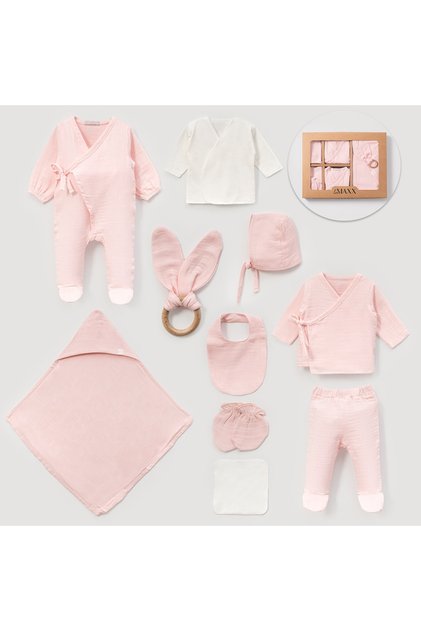 Premium 0-3 Month Muslin Baby Set, 100% Cotton, Breathable, Soft, Natural and Stylish Set