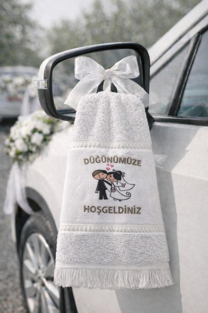 Fringed Wedding Towel | 40X70 cm | Economical Pack of 12 | Bridal Car Decoration & Souvenir