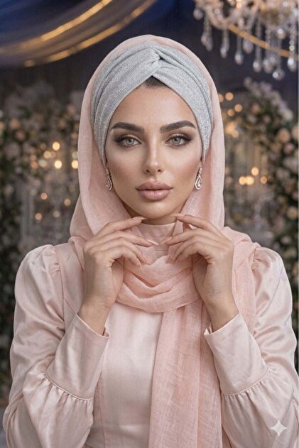 Aie Tesettr Silver Powder Glitter Twisted Model Ready-Made Evening Dress  Shawl- Trendyol