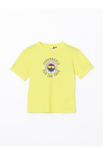Lcw Kids Yellow Crew Neck Fenerbahçe Printed Boys' T-Shirt