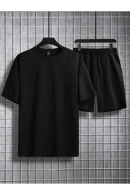 Men'S-Women's T-Shirt Shorts Plain Set