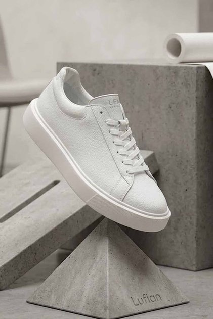 Men's White Genuine Leather Sneaker - Casual Comfortable Sole Sports Shoes