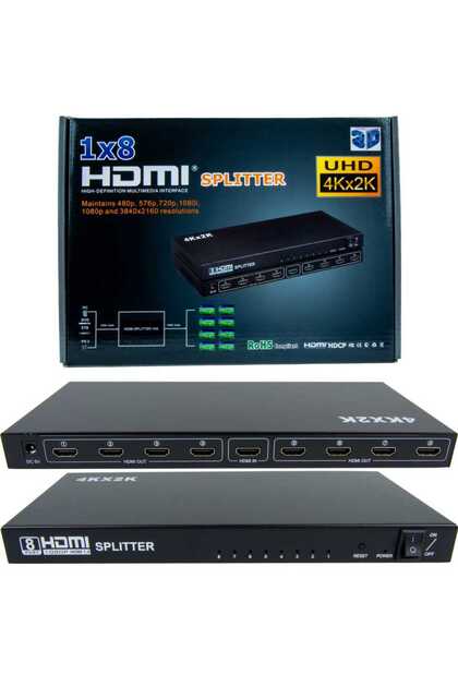 1 İN 8 OUT HDMI SPLİTTER / 1 HD CİHAZINIZ İLE 8 EKRAN'A GÖRÜNTÜ VEREBİLİRSİNİZ / HDMI ÇOĞALTMA