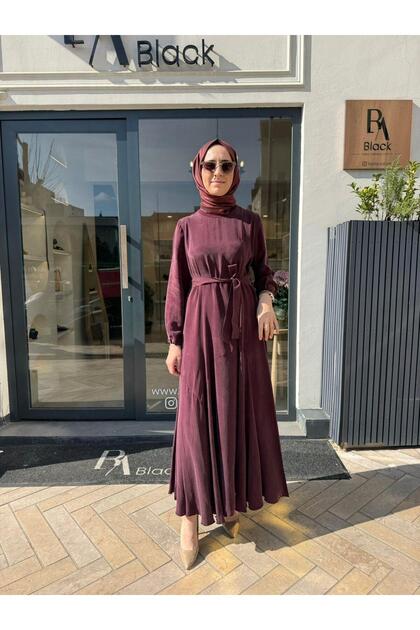 39842 Bağlamalı Kadın Elbise Bordo