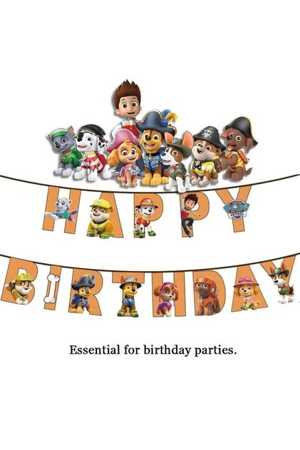 Paw Patrol Birthday Banner Decorations, Kids' Party Banner and Decoration