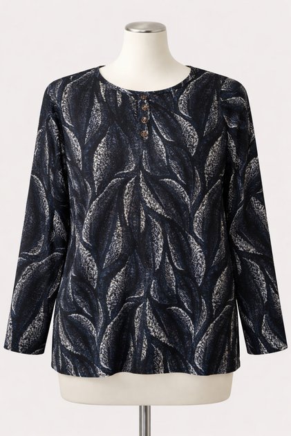 Women's Long Sleeve Luxury Patterned Suede Mother Blouse