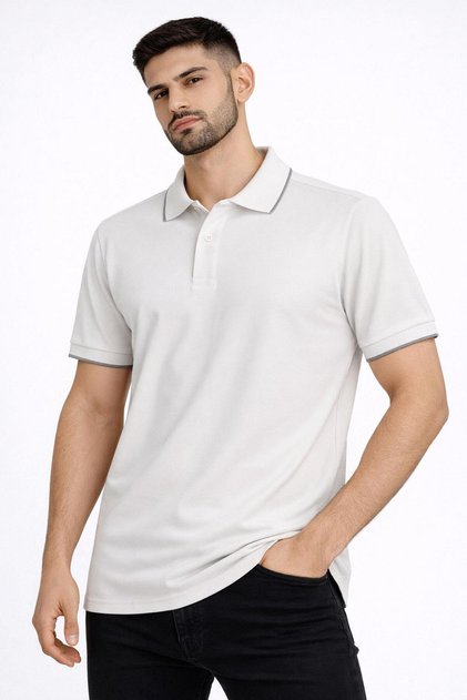 Turbulence Polo Collar Short Sleeve Men's Collar Detail T-Shirt - 7603