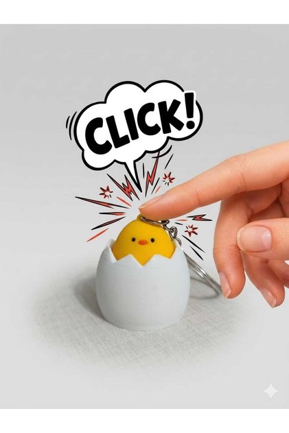 Civciv Yumurta Tasarımlı Switch Sesli Clıcker Anahtarlık Çanta Süsü