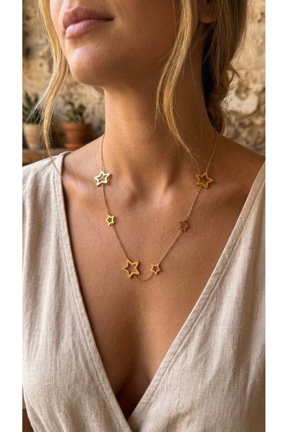 316 L Steel Necklace, Anti-Tarnish, Anti-Allergic, Star Figured (2 Years Importer Guarantee)