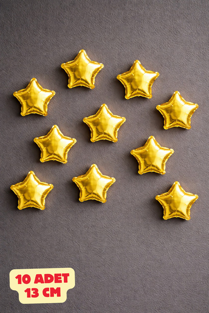 Gold Yıldız Folyo Balon 13 cm 10 Adet Duvar Süsü Parti Süsleme Doğum Günü Mini Altın Balon