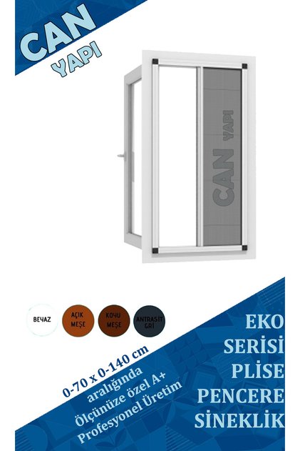 Pileli Plise Sürgülü Akordiyon Katlanır Pencere Sinekliği 70X140 ölçülerinde