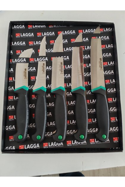 5'li Kaymaz Plastik Saplı Paslanmaz Çelikten Kurban Bıçağı Seti Doğrama Yüzme Sıyırma Bıçakları
