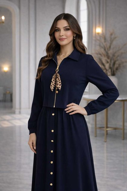 Double Crepe Zippered Skirt Blouse Set