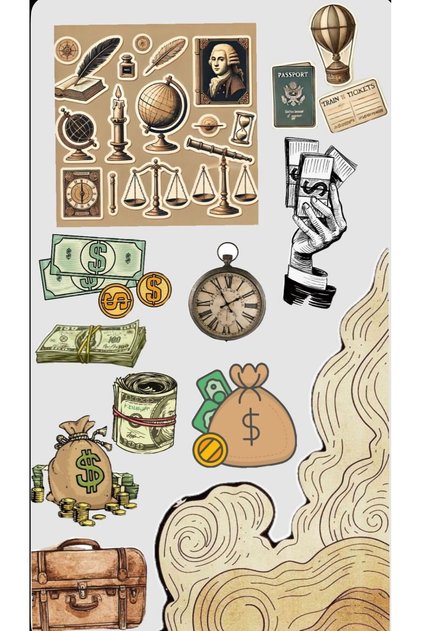 Vintage Finance & Travel Themed Sticker Set 22X30 cm | Retro Money