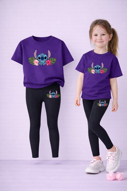 Girl's T-Shirt Leggings Set 100% Cotton Flexible Comfortable Casual Sports Mommy and Daughter Combination
