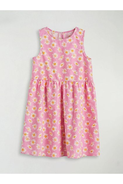Lcw Kids Pink Bicycle Collar Floral Girl Poplin Dress