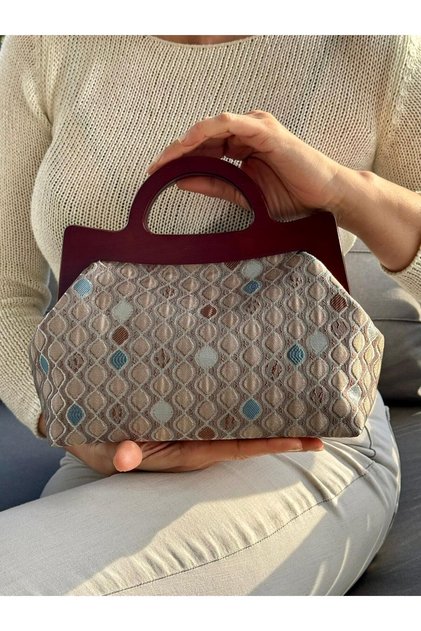 Raphael - Wooden Scholar Fabric Bag, Clutch, Handbag, Portfolio, Women's Bag, Handbag