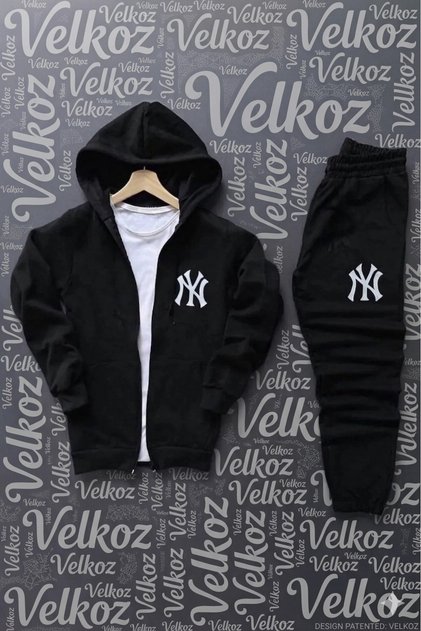 Unisex NeYeW baskılı Kapüşonlu Fermuarlı Sweatshirt Alt-üst Takım