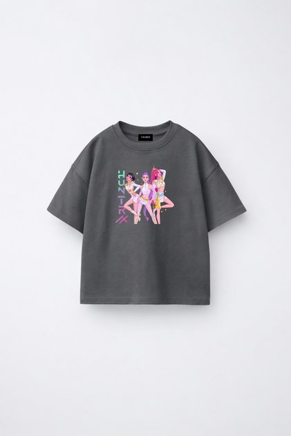 Kpop Demon Hunters Huntrix Zoey Rumi Mira Printed Oversize 100% Cotton Short Sleeve Girls' T-Shirt