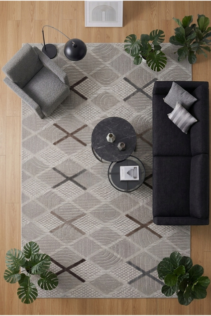 Non-Slip Based Carpet Runner Living Room Hallway Kitchen Bedroom Carpet 3006 Beige