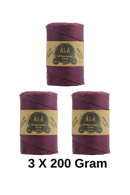2 mm - 200 gr Polyester (PP) Makrome İpi 230 Mt Polyester Makrome İp Supla Çanta İpliği (3 ADET)