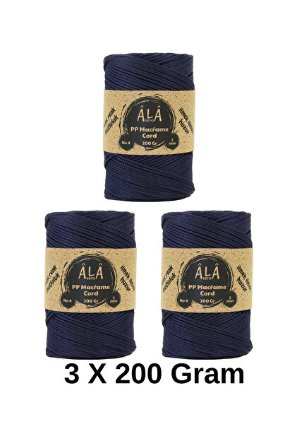 2 mm - 200 Gr Polyester (Pp) Macrame Cord 230 Mt Polyester Macrame Cord Supla Bag Thread (3 Pcs)