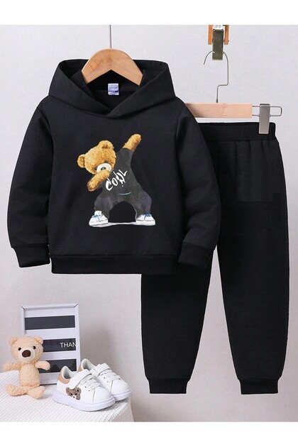 Štampani set trenerke za devojčice/dječake - unisex majica sa kapuljačom i set džogerskih pantalona