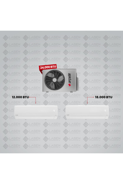 1+2 Multi Sistem Klima / 24100 Md Pro Dış Ünite ( 12.000 BTU BEYAZ + 18.000 BTU BEYAZ İç Üniteler )
