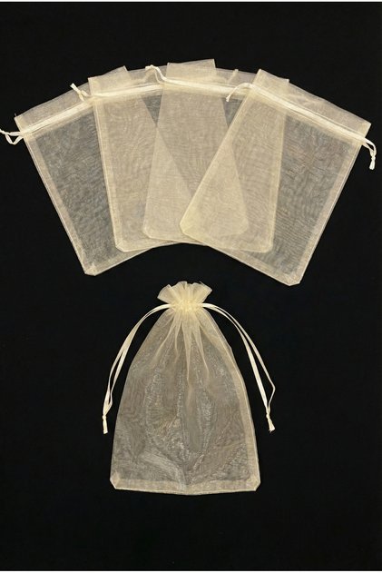 Krem Organze Şeffaf Tül Kese, 50 Adet Ölçü 20x30cm, Düğün Bohça Çeyiz Yazma Havlu Yasin Mevlüt