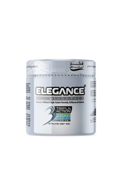 Elegance Triple Action Hair Gel - Silver, 1000ml | Strong Hold, Glossy Finish, Flexible Styling