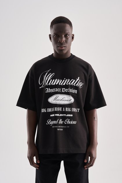 Men's Printed Pocket Oversize T-Shirt Black
