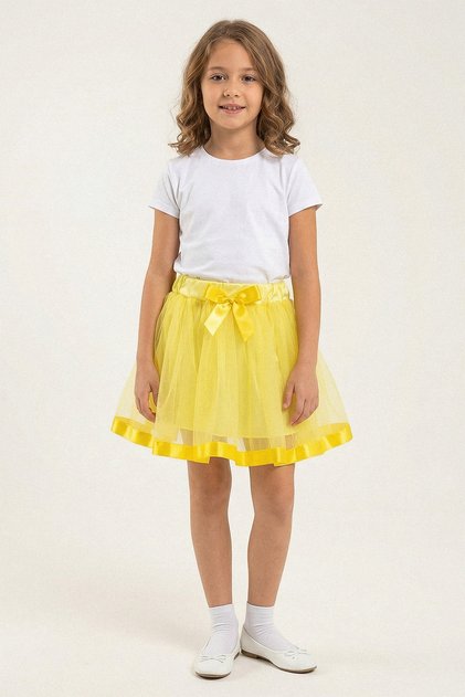Girl's Tutu Skirt with Bow and Elastic Waist - 26Y 0950