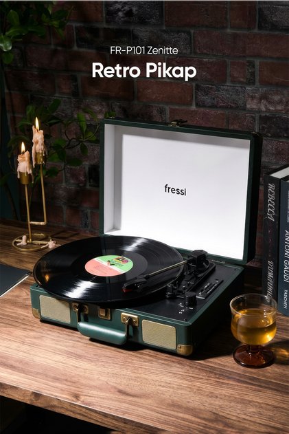 Zenitte Nostaljik Pikap Plak Çalar Şarjlı Dahili Hoparlörlü Bluetooth USB RCA FR-P101