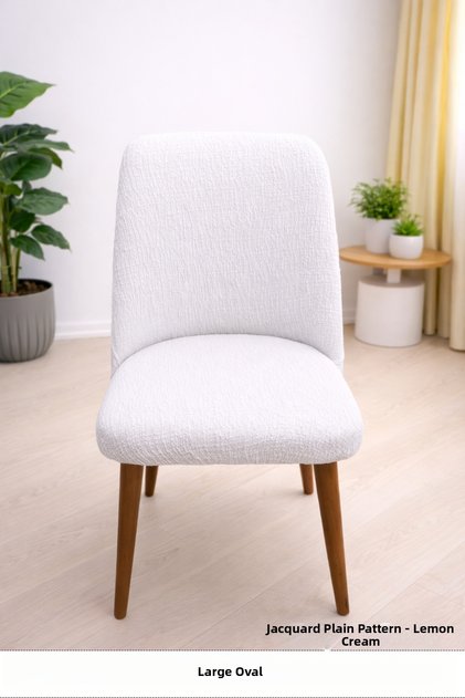 Good Quality Large Oval Chair Cover Jacquard Washable Elastic Kitchen Chair Cover 1Pc