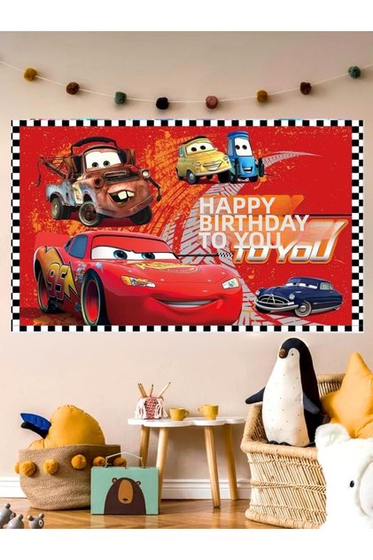 Car Themed Custom Birthday Banner Backdrop 60X100 Vinyl Tarpaulin Banner Birthday Partyset Ornament