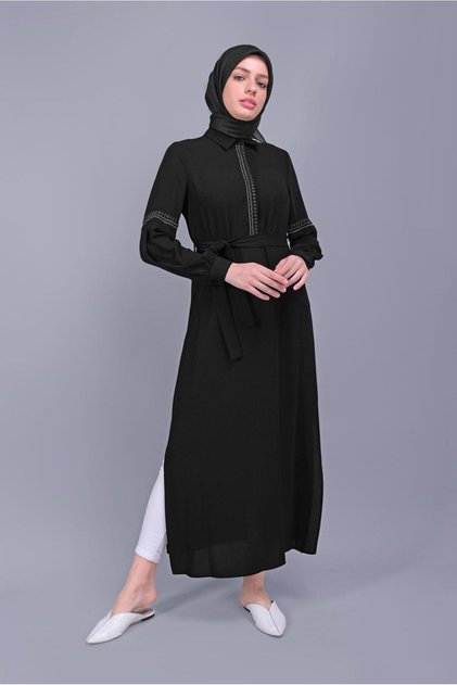 NAKIŞLI KUŞAKLI TUNİK 40739