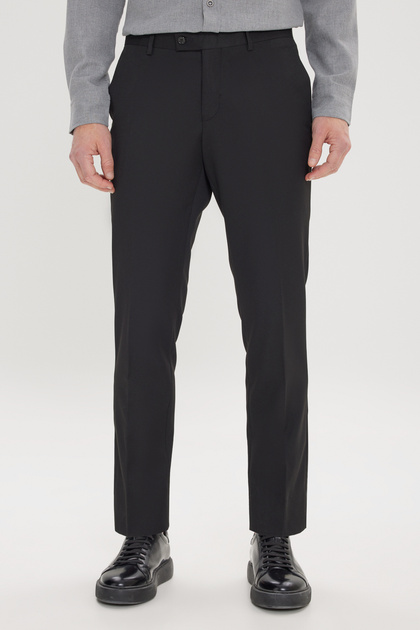 Erkek Siyah Slim Fit Dar Kesim Esnek Klasik Pantolon