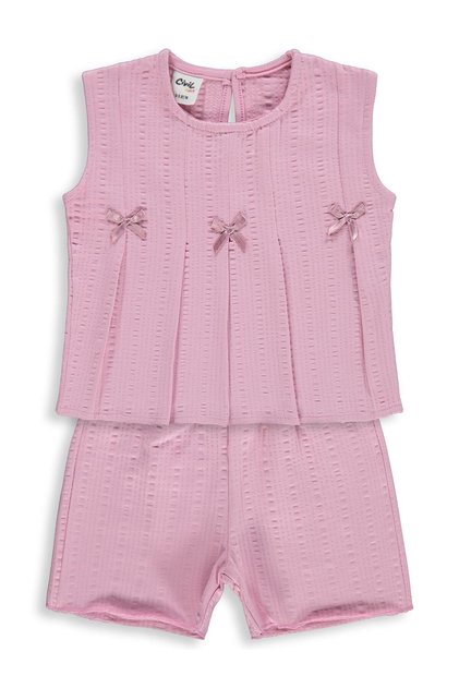 6-18 Months Set with Ribbon Shorts - Pink 12-18 Months