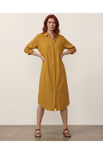 Viscose Shirt Dress Mustard