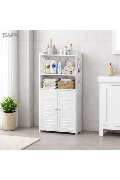 Dulap dublu depozitare baie RAZO, Rafturi superioare, Dulap inferior cu 2 usi, Mobilier modern
