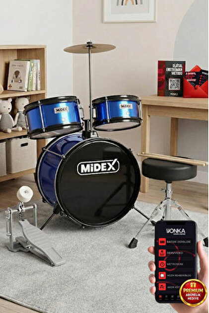 Midex Cd300x-rd Akustik Çocuk Baterisi Davulu Seti 5-14 Yaş Için