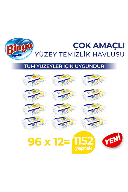 Bingo Yüzey Temizlik Havlusu Large Limon 96x12 (1152 YAPRAK