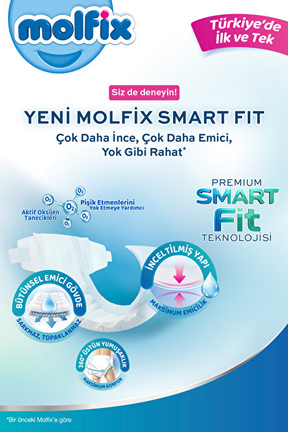 Molfix Premium Smart Fit Avantajlı Paket 4 Beden Maxi 172 Adet