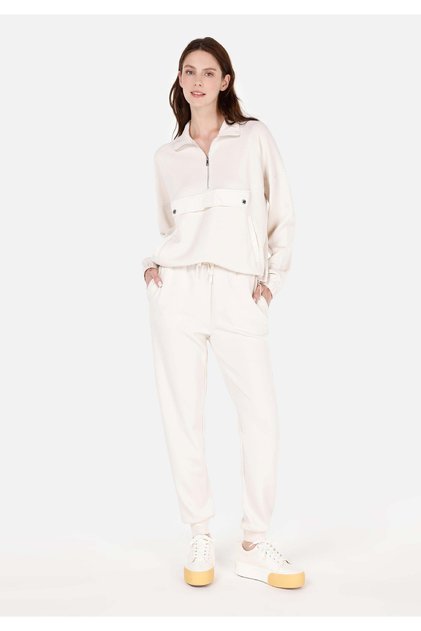 Regular Fit Mid Waist Women's Ecru Sweatpants