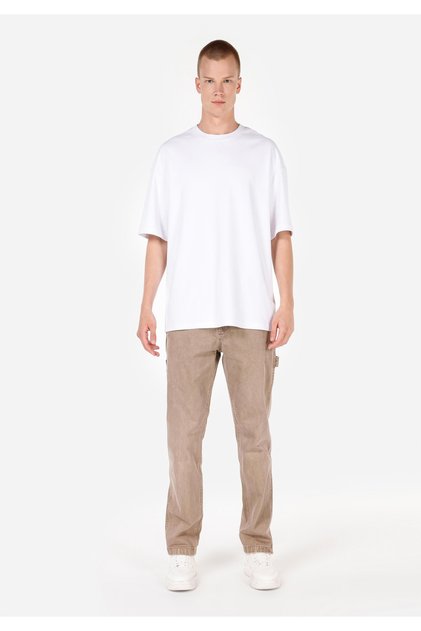 Loose Fit Mid Waist Wide Leg Men's Gray Trousers