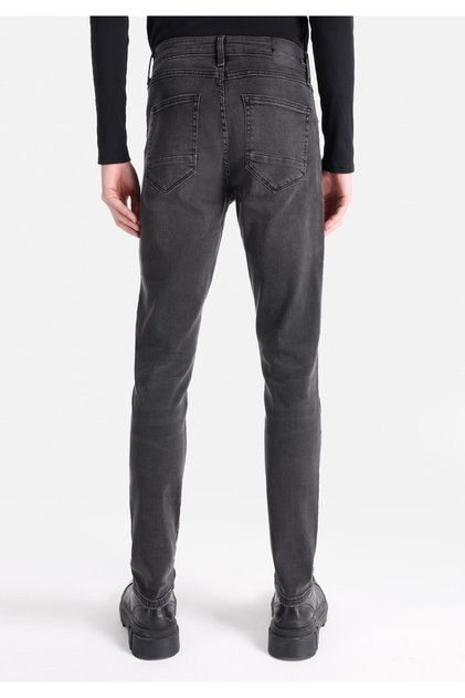 Slim Fit Low Waist Slim Leg Men's Black Jean Pants