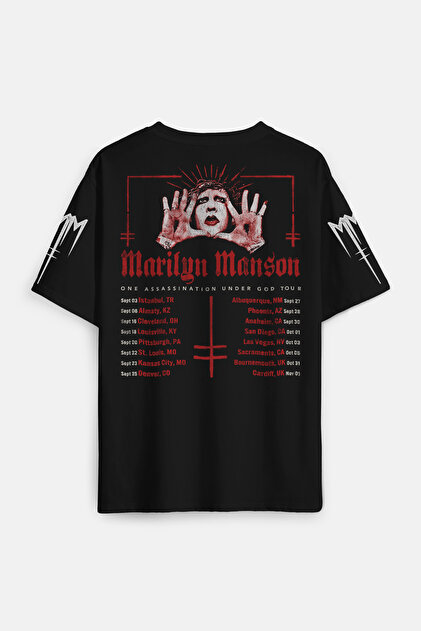 Kendim Seçtim Marilyn Manson T-shirt Tour Rock Metal Müzik Baskılı